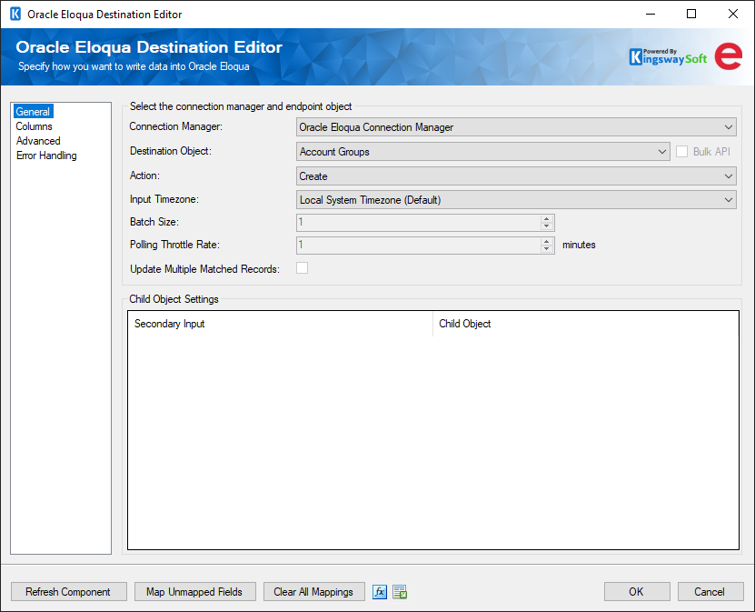 SSIS Oracle Eloqua Destination